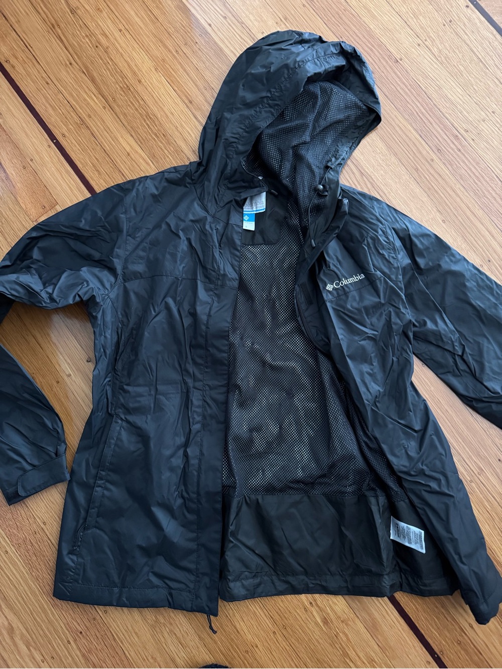 Columbia Black Hooded Rain Jacket